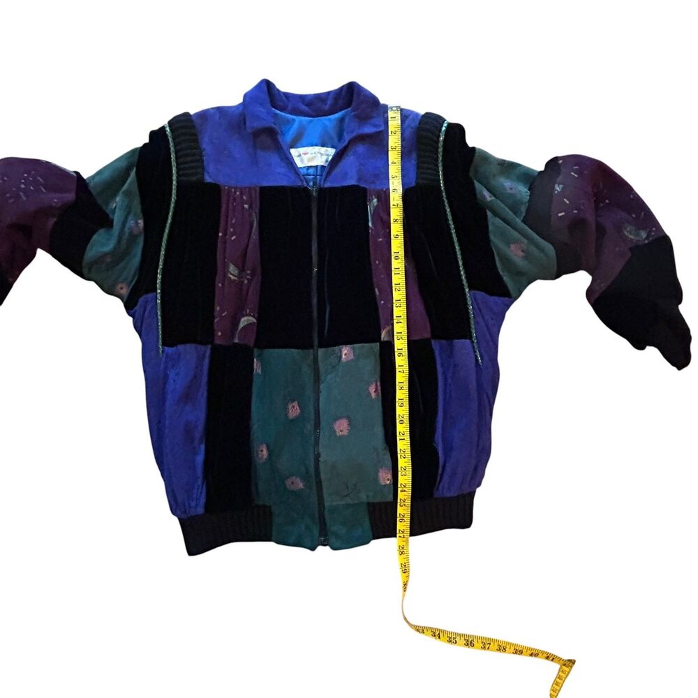 Vintage CHAR SHER Coat Size M Santa Fe Suede Aztec Art to Wear Jacket Bomber - Picture 10 of 14